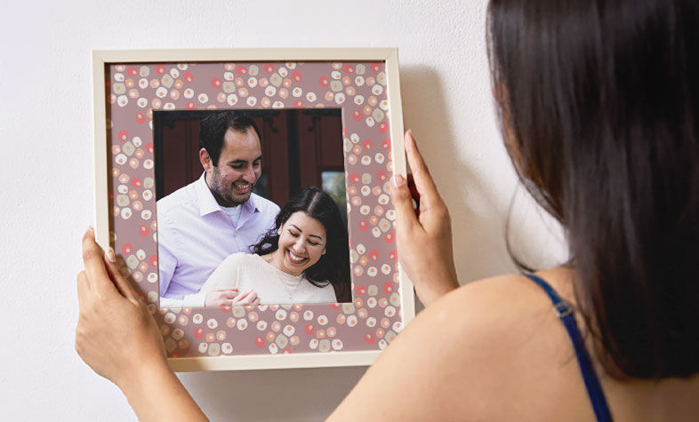 Designer mat photo frame for wall display