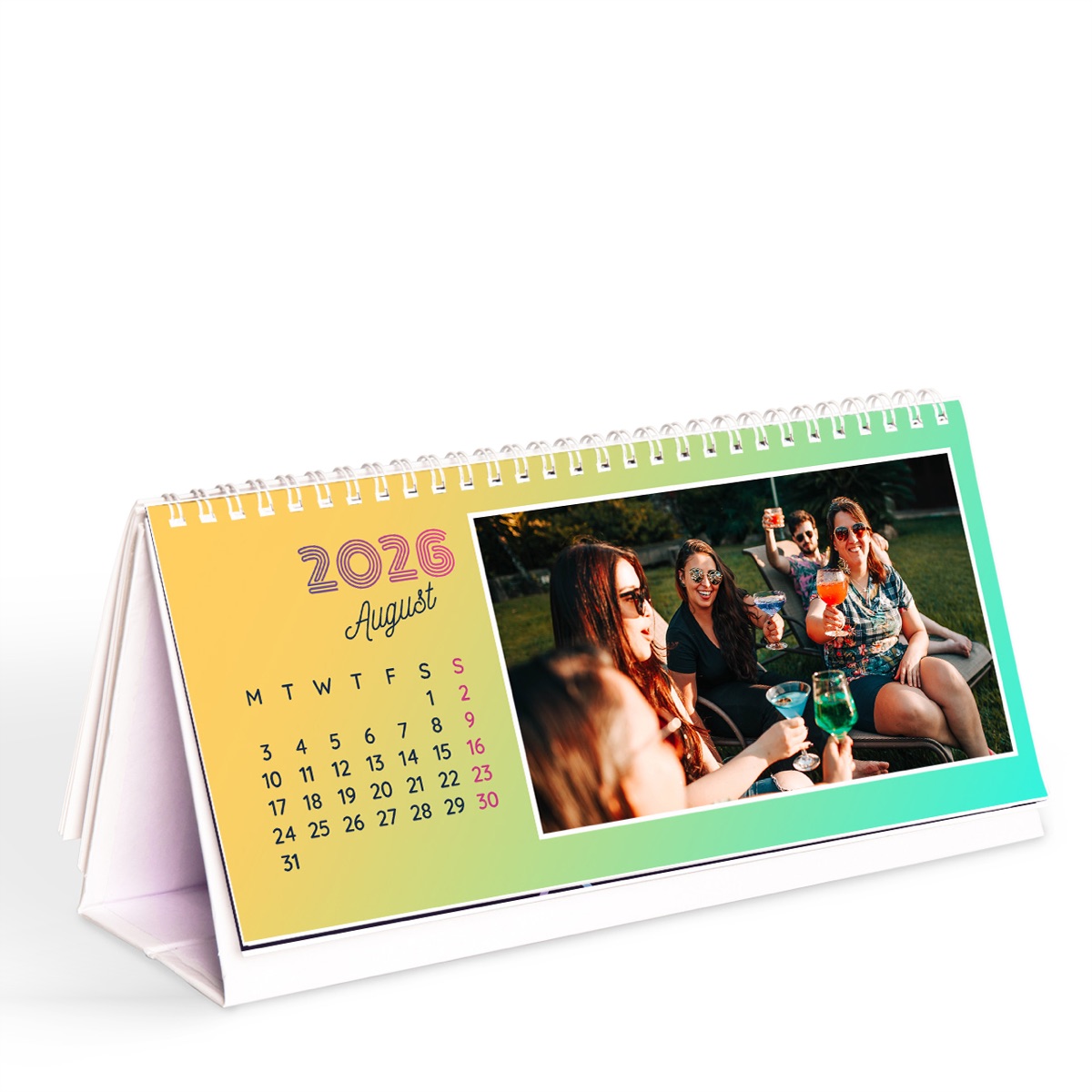 Landscape desktop photo calendar personalised with a group picture