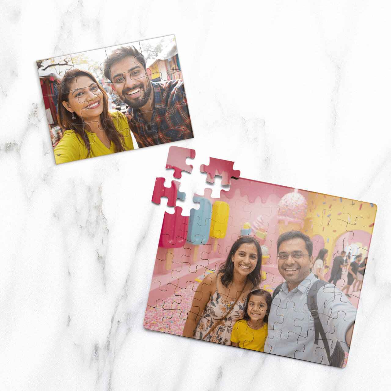 Personalized photo puzzles made from pictures of friends and family