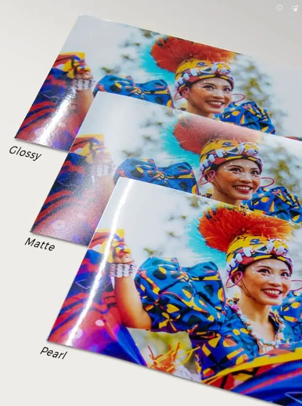 Comparison of matte, glossy and pearl photo-print finishes