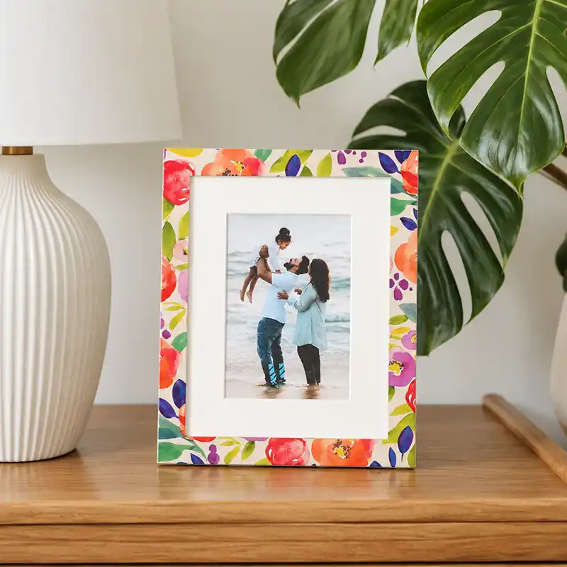 Designer photo frame with printed artwork on the frame
