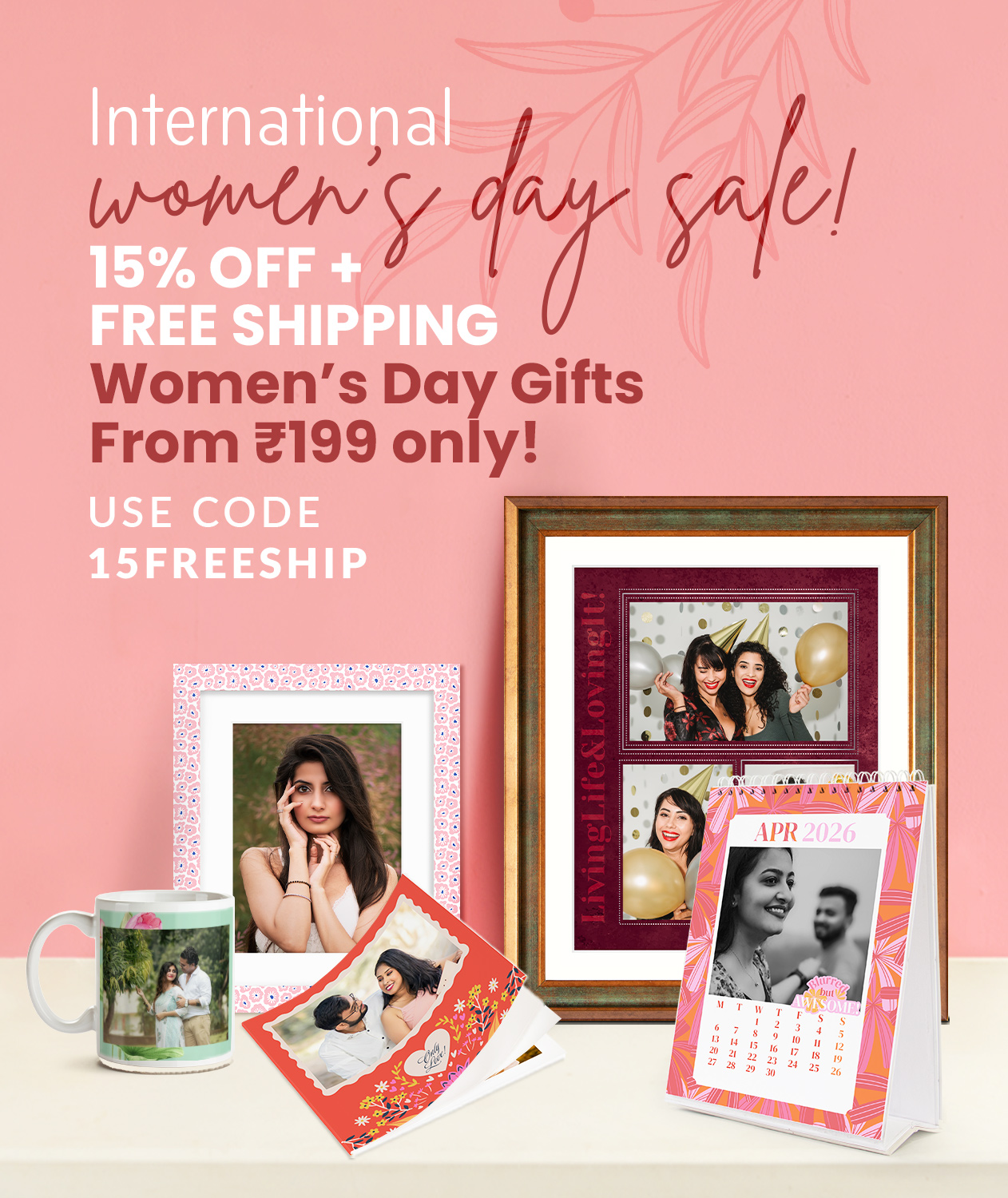 Woman's Day Sale! - 15% Off + Free Shipping.