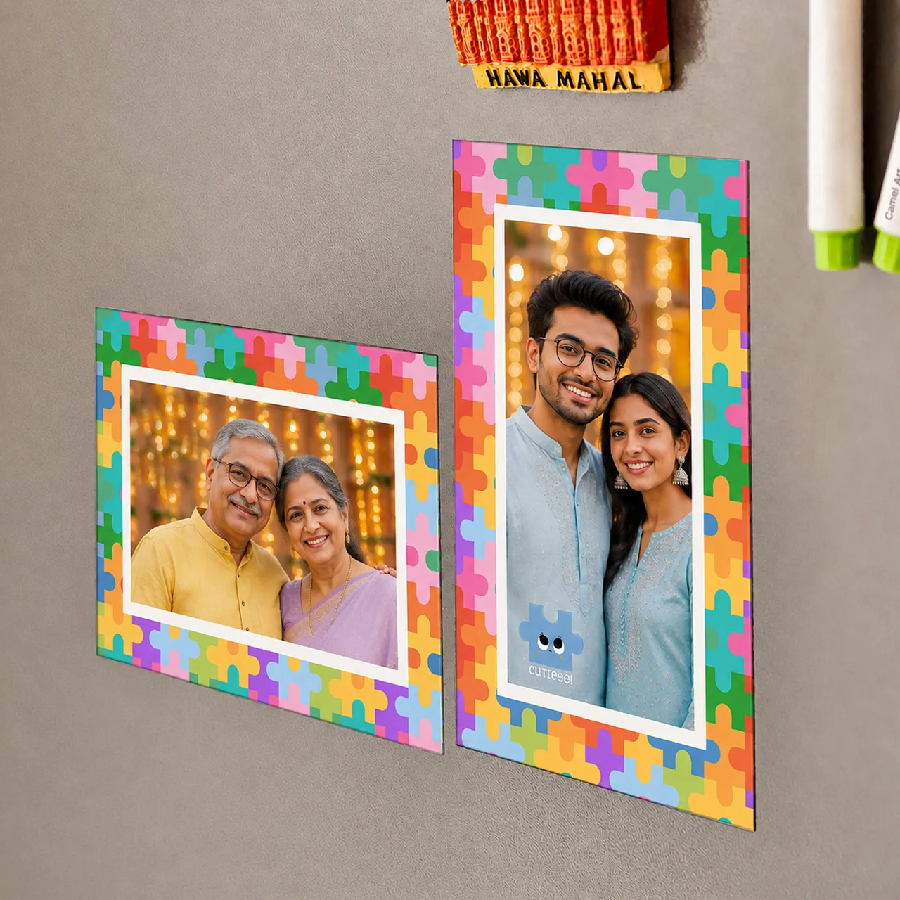 Photo magnets personalised as festive keepsakes
